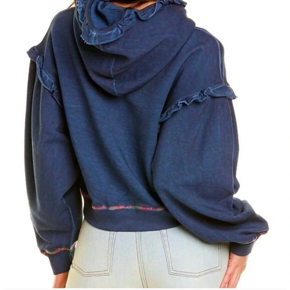 Something Navy Taylor Ruffle Hoodie Rainbow Detail - Picture 2 of 5